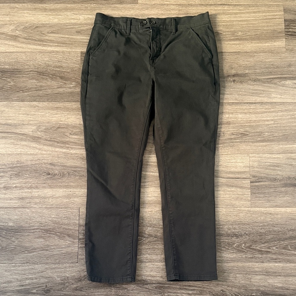 Frame Denim Women's Dark Gray Cropped Pants Size 26 Mid Rise Ankle Dress Cotton
